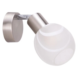 Kinkiet Sara 1xE14 Max.40W Metal satynowy/białe szkło 2841012